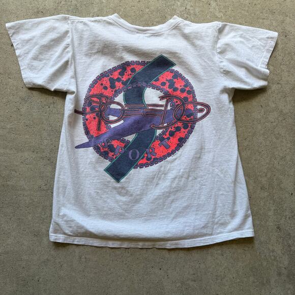 Women's Vintage 1991 Speedo Sport Swimming White Purple Neon Shirt Sz Small VTG - Picture 5 of 9